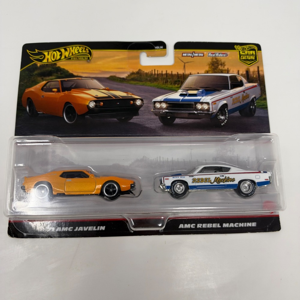 Hot Wheels Premium Car Culture 2-Pack 71 AMC Javelin & AMC Rebel Machine HBL96